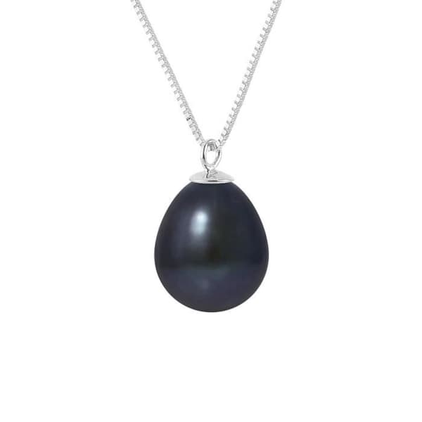 Halsband - Perlinea - AAA+ Freshwater Cultured Pearl - Svart - 925 Silver - 42 cm