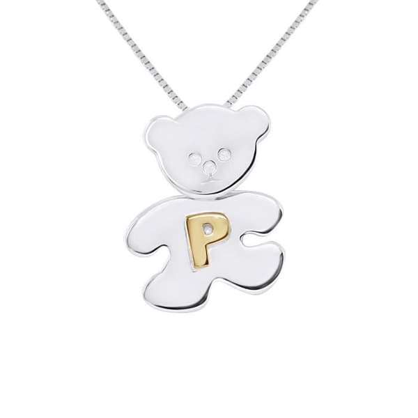 Pendentiv - LÉA &amp; ARTHUR - NALLE - Silver 925 Rhodinerad - Bokstav P - Guldpläterad