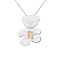 Miniatyrbild 1 av 2: Pendentif - LÉA &amp; ARTHUR - OURSON - Silver 925 Rhodium - Bokstav R Guldpläterad