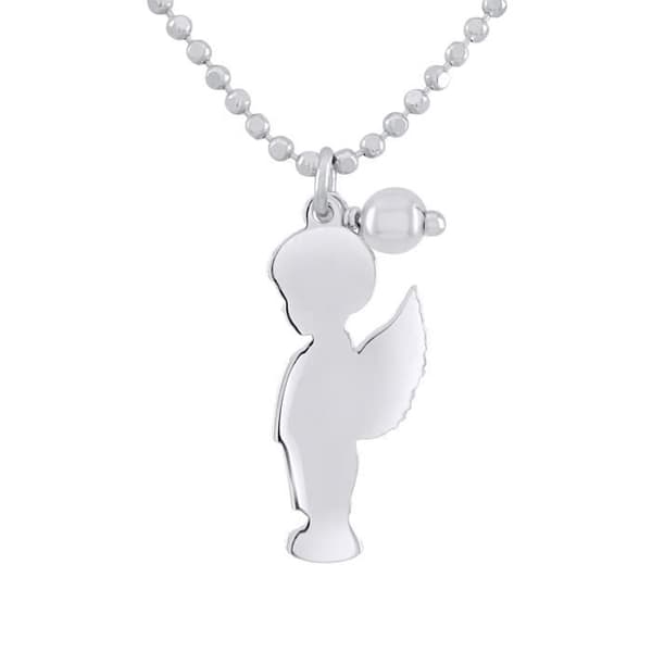 Barnhalsband - LÉA &amp; ARTHUR - ANGEL BOY - 925 Silver - Längd 42 till 46 cm - Rhodiumpläterad