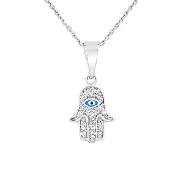 Barnhänge - LÉA &amp; ARTHUR - KHAMSA AMULET - 925 Silver - Zirkoniumoxider - Blå emalj