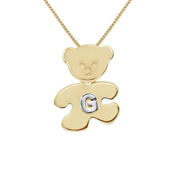 "Pendentif Barn - LÉA &amp; ARTHUR - NALLE - Guldpläterad - Silver 925 - Bokstav G"