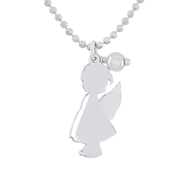 Barnhalsband - LÉA &amp; ARTHUR - ANGEL FILLE - Rhodiumpläterat 925 silver - Längd 42-46cm - Spring ringlås