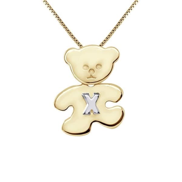 Pendentiv Barn - LÉA &amp; ARTHUR - NALLE - Guldpläterad - Silver 925 - Bokstav X