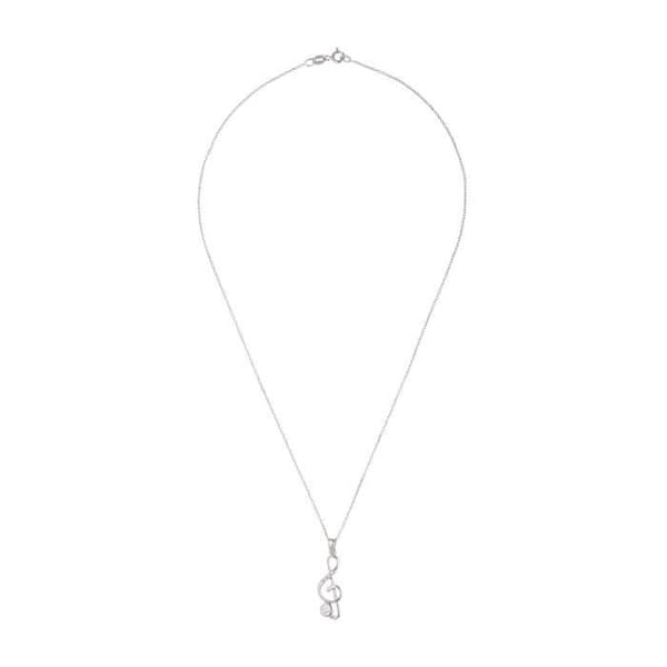 Halsband - Ketty - Rhodiumpläterad 925 Sterling Silver - Treble Clef Hänge - Cubic Zirconia - 42 cm