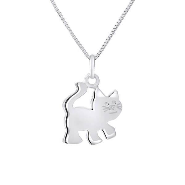 Pendentiv Barn - LÉA & ARTHUR - Motiv KATT - Vit Guld 375 - Allergivänlig Smycke - Prestige Presentask