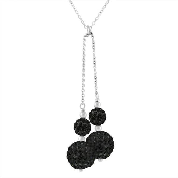 Collier - LOVA LOLA VAN DER KEEN - 4 Bollar - Rent Silver 925 - Svarta Kristaller - 42 cm