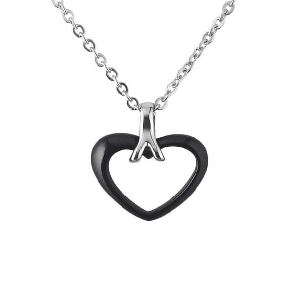 Halsband - Juli - Massivt Rhodium 925 - Svart - Stål - Keramik