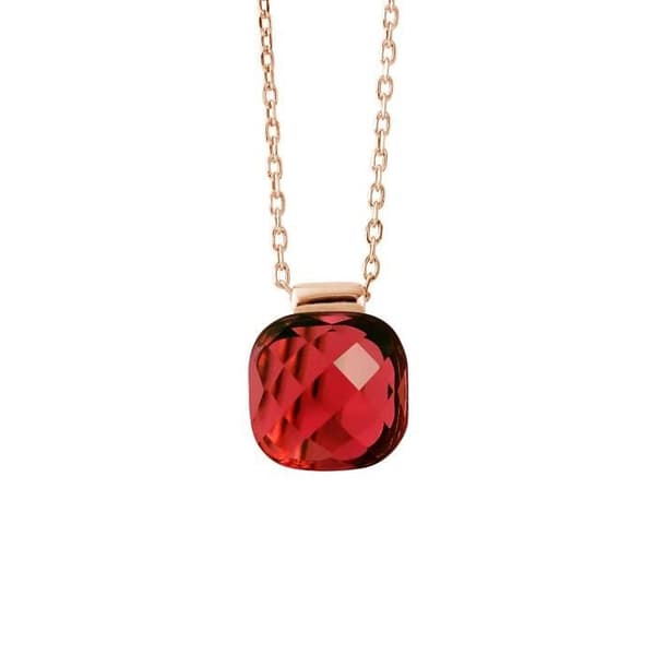 Halsband - LOVA LOLA VAN DER KEEN - LINEA MODA - Äkta Röd Kristall - 925 Silver - Rose Guld
