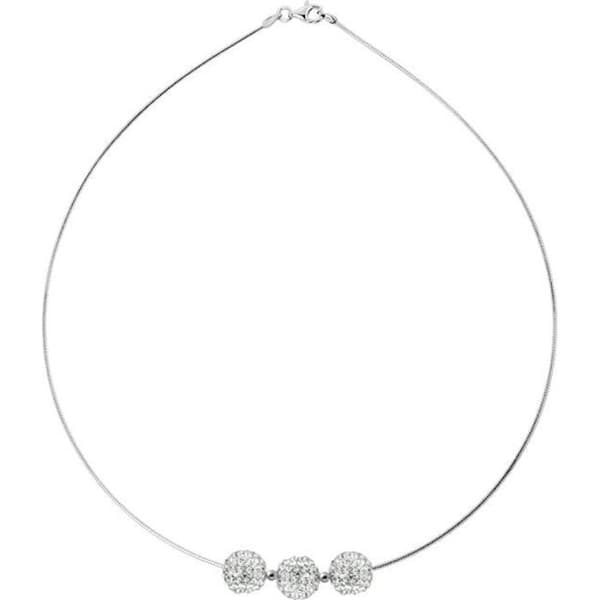 Halsband - LOVA LOLA VAN DER KEEN - Trilogin - Äkta Silver 925 - Vita Kristaller - 42 cm