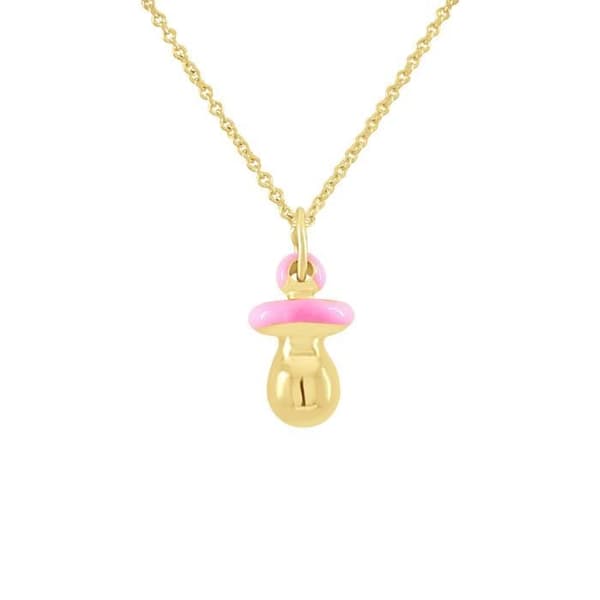Barnhänge - LÉA & ARTHUR - Rosa Napp - 375 Guld Guld - Rosa Emalj - 16x6,5 mm