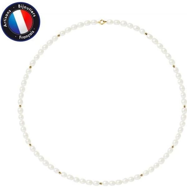 Halsband - Perlinea - AAA+ Sötvattensodlad pärla - 4-5 mm - Gult guld - 42 cm