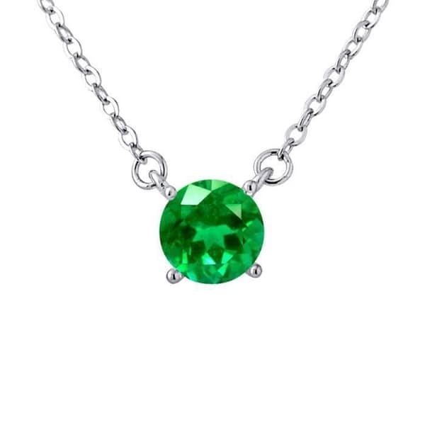 Solitaire Halsband - LOVA LOLA VAN DER KEEN - Syntetisk smaragd - 925 Sterling Silver - 45 cm