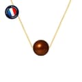 Miniatyrbild 1 av 4: Halsband - Perlinea - Sötvattenspärla - 9-10 mm - Choklad - 9 Cts Guld