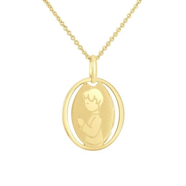 Pendentiv Barn - LÉA &amp; ARTHUR - Mönster KILLE - Gult Guld 375 - Dimensioner 20x14mm - Allergivänlig Smycke