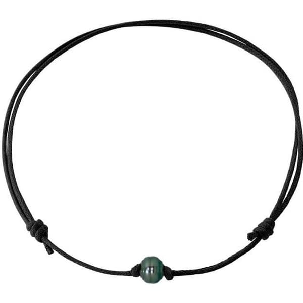 Halsband - Perlinea - Tahitian Pearl A+ - Vaxad bomull - 925 Silver - 10-11 mm