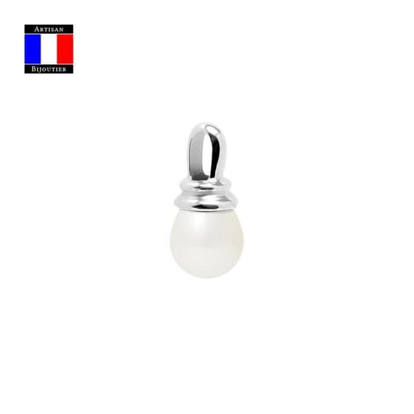 Compagnie Générale des Perles - PRESTIGE hänge - Äkta päronodlad pärla 9-10 mm - 18 karat vitguld - Damsmycken