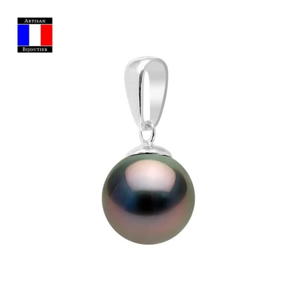 Compagnie Générale des Perles - Äkta runt Tahitisk pärlhänge 11-12 mm 18 Cts Vitguld - Damsmycken