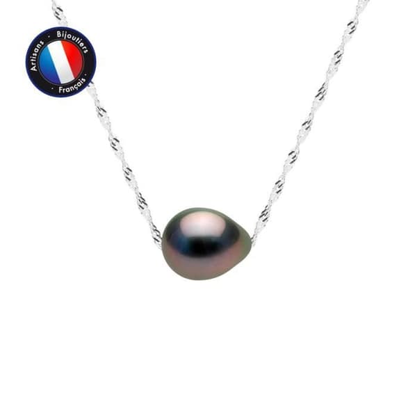 Halsband - Perlinea - Tahitisk odlad pärla A+ - 9 Cts Vitguld - 8-9 mm - 42 cm