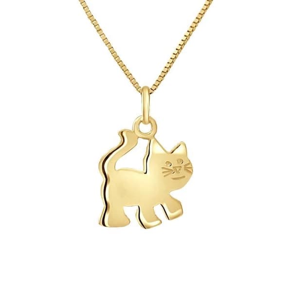 Barnhänge - LÉA &amp; ARTHUR - CAT Motiv - Gult guld - 375 tusendelar - Kvalitetsjuvel
