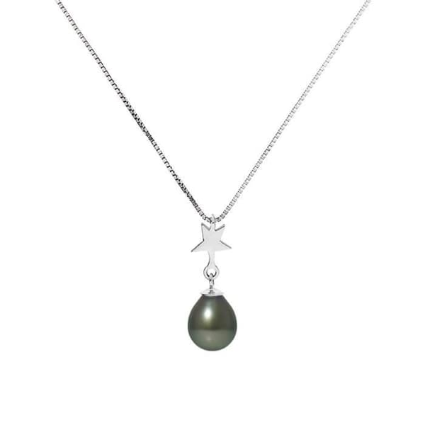 Halsband - Perlinea - Star Tahitian Cultured Pearl A+ - 925 Silver - 8-9 mm - 42 cm