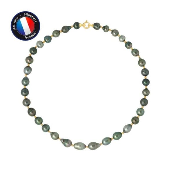 Halsband - PERLINEA - Tahitisk odlad pärla A+ - 9 Cts gult guld - 42 cm - 7-8 mm