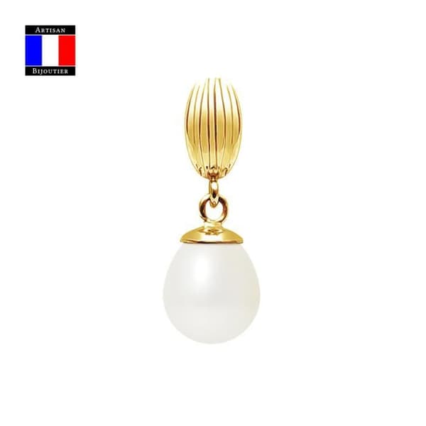 Compagnie Générale des Perles - Äkta päronodlad pärlhänge 9-10 mm - 18 karat gult guld - Damsmycken