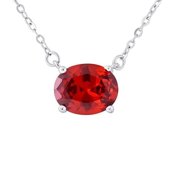 Solitaire Halsband - LOVA LOLA VAN DER KEEN - Syntetisk rubin - 925 Sterling Silver - 45 cm