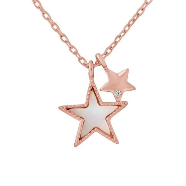 LOVA LOLA VAN DER KEEN - Stjärnhalsband - Prestigesmycken - Syntetisk diamant - 925 Sterling Silver Rose Gold Color - Bi