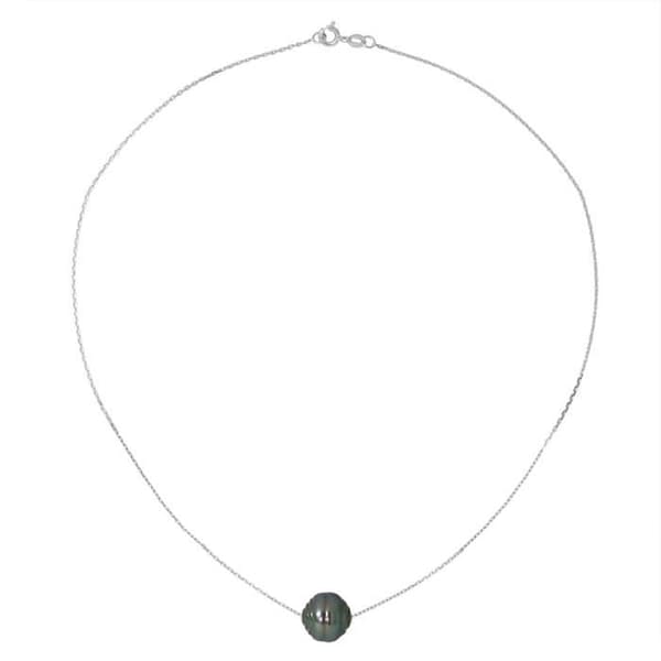 Halsband - Perlinea - Tahitisk odlad pärla A+ - 925 Silver - 10-11 mm - Längd 42 cm