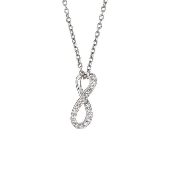 Halsband - Aliona - Rhodiumpläterat 925 Sterling Silver - Oändligt hänge - 42 cm - Vita zirkoniumoxider