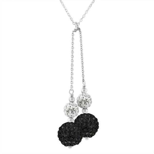 Collier - LOVA LOLA VAN DER KEEN - 42 cm - Massivt Silver 925 - Svarta och Vita Kristaller - Dam