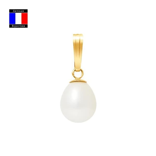 Compagnie Générale des Perles - Äkta päronodlad pärlhänge 7-8 mm - 18 karat gult guld - Damsmycken