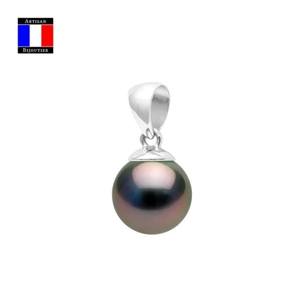 Hänge - Compagnie Générale des Perles - Äkta Tahitisk pärla 9-10 mm - 18 Cts Vitguld - Dam