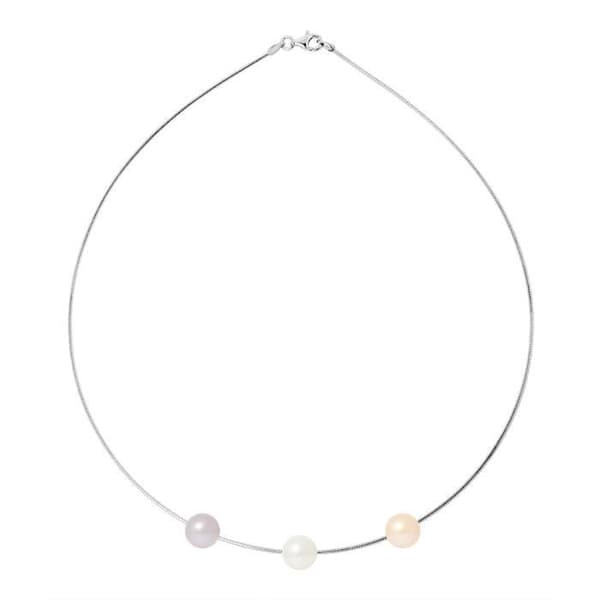 Halsband - Perlinea - 3 AAA+-sötvattenpärlor - Sterling silver 925 - Flerfärgad - 42 cm