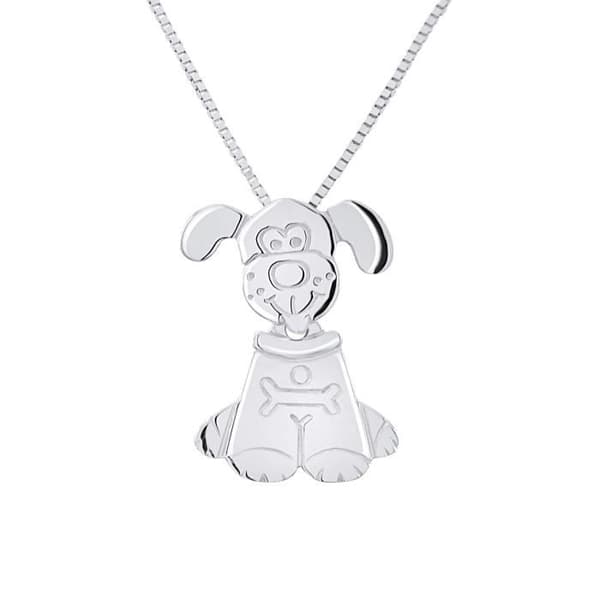 Pendentiv Barn - LÉA &amp; ARTHUR - Mönster 'HUND' - Vitt Guld 375 - Allergivänlig Smycke - 2 cm