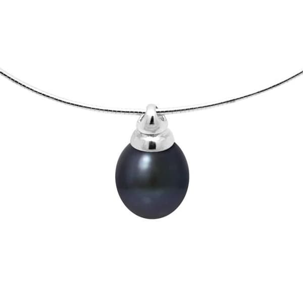 Halsband - Perlinea - AAA+ Freshwater Cultured Pearl - Svart - 925 Silver - 42 cm