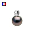 Miniatyrbild 1 av 4: Compagnie Générale des Perles - Diamanthänge 0,18 Cts äkta rund Tahitisk pärla 12-13 mm 18 Cts Vitguld - Damsmycken