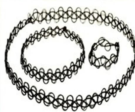 Svart Stretch Smyckesset - Halsband / Choker, Armband & Ring