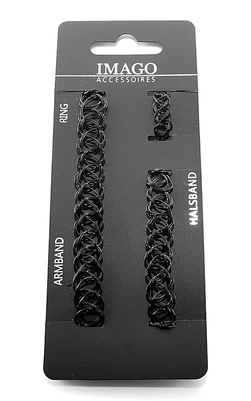 Svart Stretch Smyckesset - Halsband / Choker, Armband & Ring