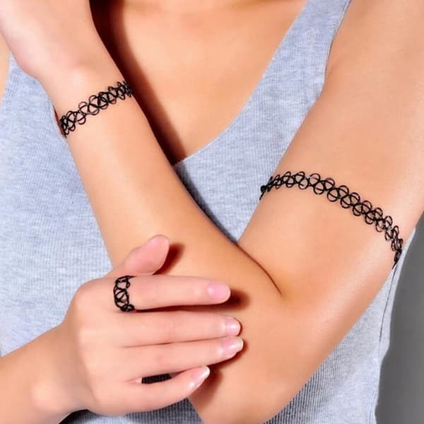 Turkos Stretch Smyckesset - Halsband / Choker, Armband & Ring