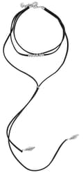 Miniatyrbild 1 av 3: Svart & Silver Choker/Halsband - Textil Kedja med Kulor & Fjäder