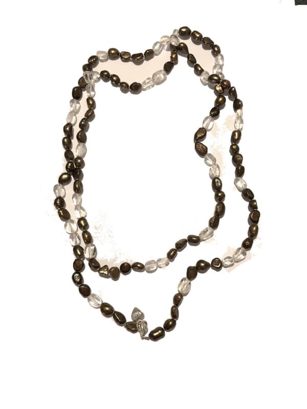 klassisk sötvattenspärlor halsband brun clear