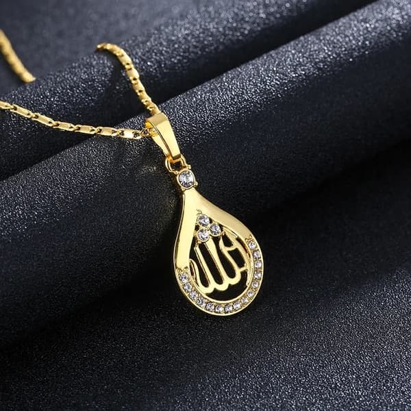 Klassisk Halsband i Guldfärg Mellanöstern Islamisk Vattendroppe Allah