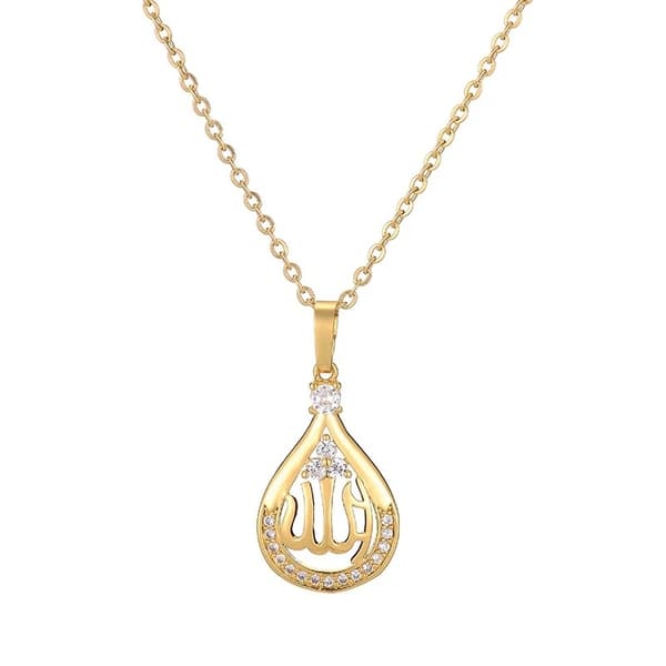 Klassisk Halsband i Guldfärg Mellanöstern Islamisk Vattendroppe Allah
