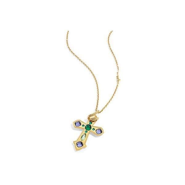 Hänge - Just Bijoux - SPIRIT Cavalli - Längd 90 cm - Stålkors - Gult guld PVD
