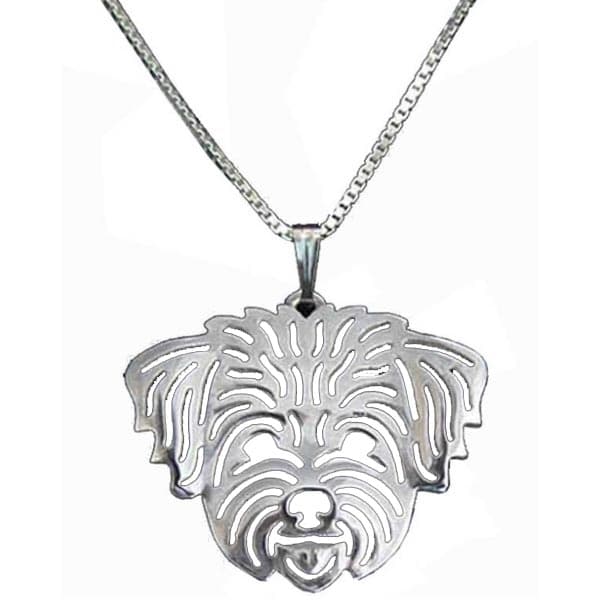 Gulligt Silver Halsband med ett hänge i form av en Hund / Dog - Malteser - Silverpläterat