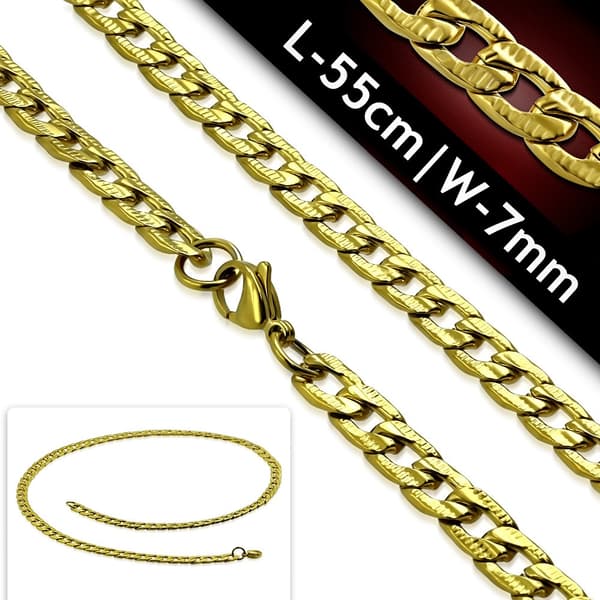 Halsband Stålkedja 316L Guld färgad Halskedja  B 7 mm  L 55 cm