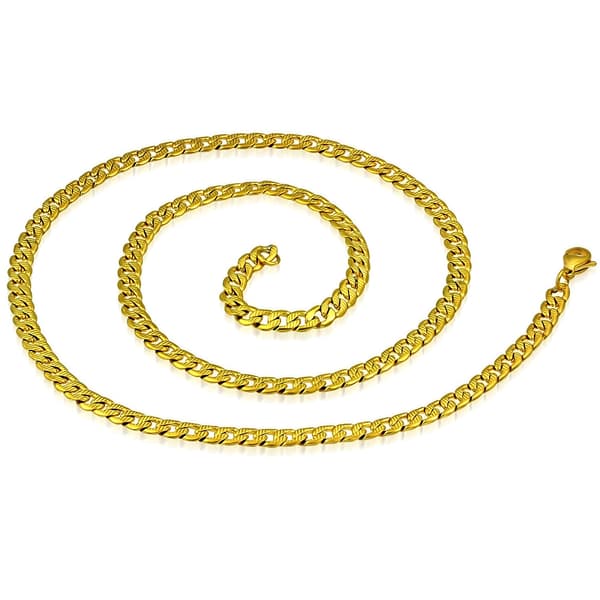 Halsband i Rostfritt Stål 316L i Guld Färg - Klassisk Halskedja / Stålkedja - B 5 mm  L 55 cm
