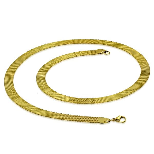 Halsband Stålkedja meshhalsband 316L Guld färg B 8,5 mm  L 60 cm